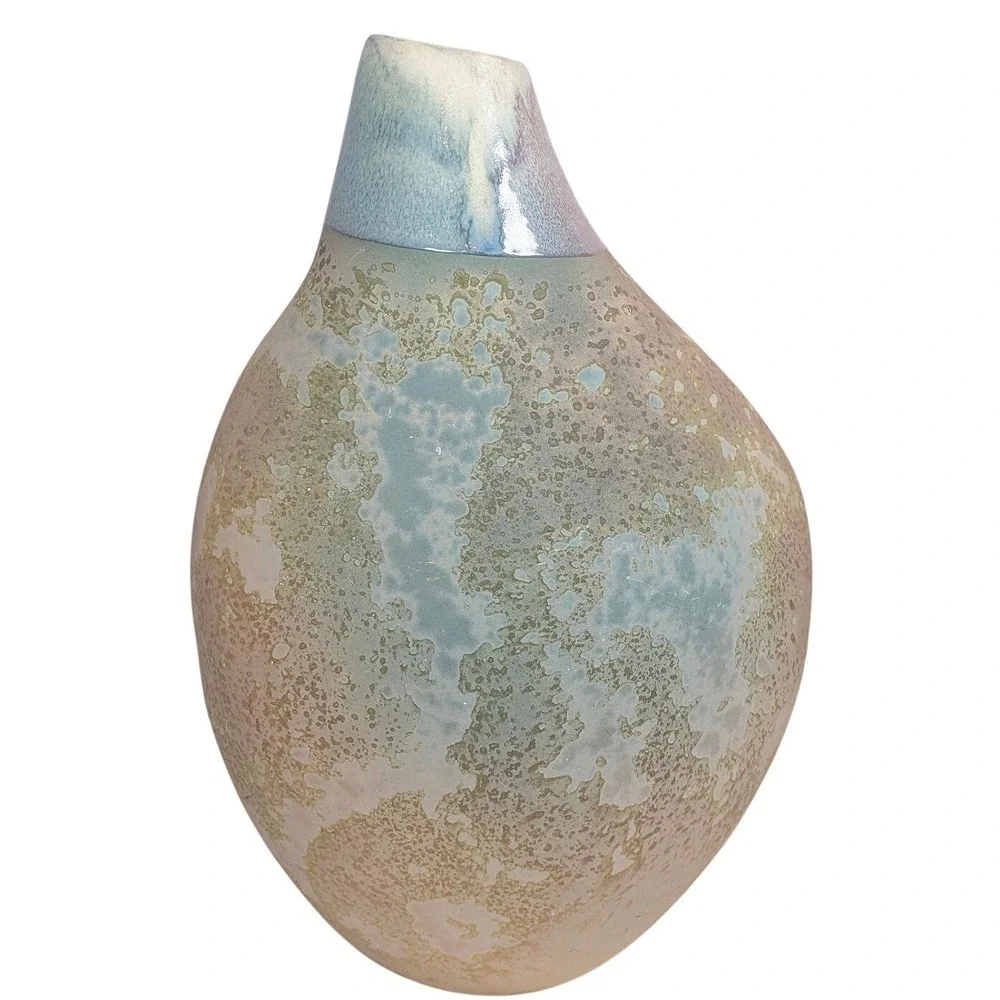 Vintage Tony‎ Evans Large Raku Studio Art Pottery Vase 1982 Modernist  Brutalist